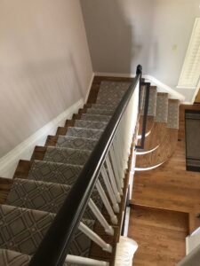 hardwood staircase with custom carpet runner arvada